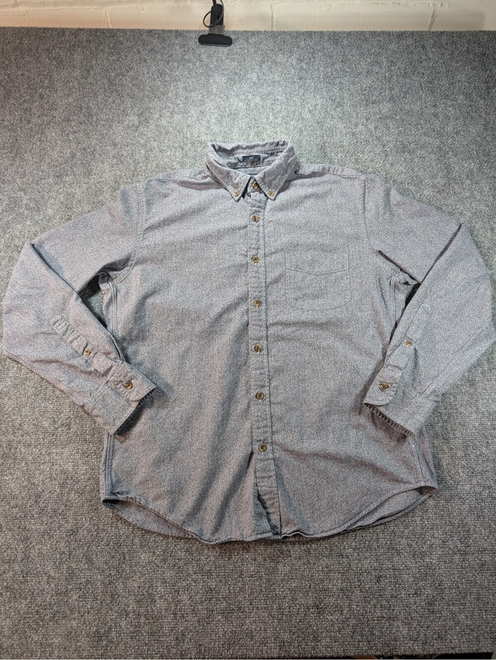 J.Crew Men's Slim Jaspé Cotton Button Down Shirt Large Oxford Heathered Navy